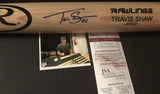 Travis Shaw Milwaukee Brewers Autographed Signed Blonde Baseball Bat JSA WITNESS COA