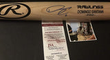 Domingo Santana Seattle Mariners Brewers Autographed Signed Blonde Baseball Bat