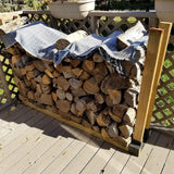 Outdoor Firewood Log Rack Bracket Kit, Fireplace Wood Storage Holder - Adjustable to Any Length