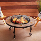 AmazonBasics 34-Inch Natural Stone Fire Pit with Copper Accents