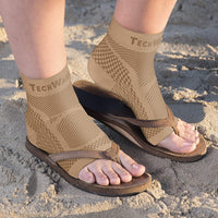 Ankle Brace Compression Sleeve - Relieves Achilles Tendonitis, Joint Pain. Beige