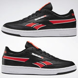 MEN'S REEBOK CLUB C REVENGE PLUS SHOES BLACK / WHITE / NEON RED