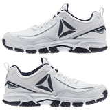 MEN'S REEBOK RIDGERIDER LEATHER 4E WHITE / COLLEGIATE NAVY
